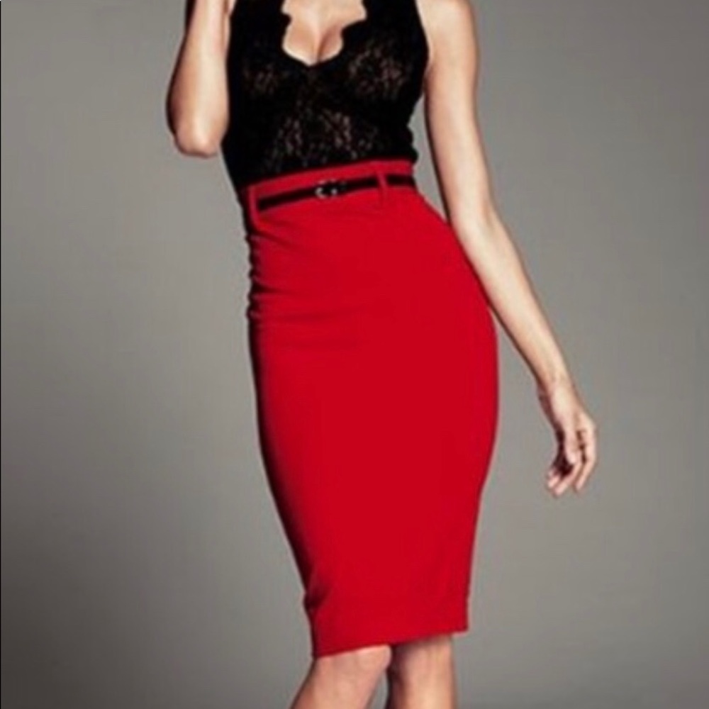 Body by Victoria Red Pencil Skirt